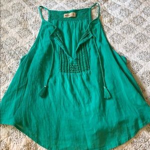 Hollister-teal flowy tank top